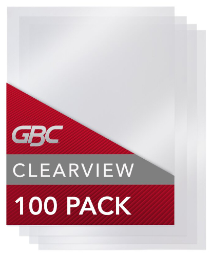 GBC ClearView Letter Premium Plus Copolyester Square Corners Covers - 8.5" x 11"