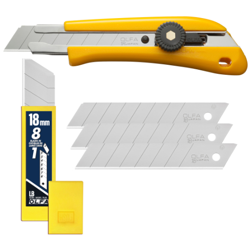 OLFA 18mm BN-L Ratchet Lock Utility Knife With a 10-Pack of Silver Snap Blades OLFA 18mm BN-L Ratchet Lock Utility Knife With a 10-Pack of Silver Snap Blades